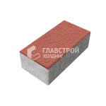 Тротуарная плитка Прямоугольник 24х12х7 см, красная на камне